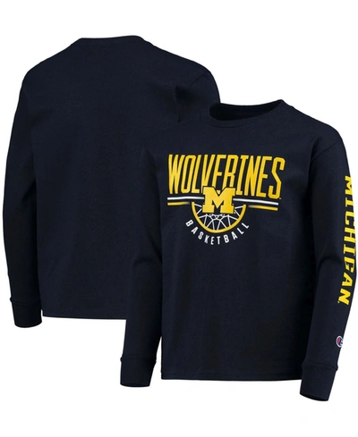 Champion Youth Navy Michigan Wolverines Basketball Long Sleeve T-shirt