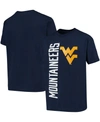 OUTERSTUFF BIG BOYS AND GIRLS NAVY WEST VIRGINIA MOUNTAINEERS VERTICAL LEAP T-SHIRT