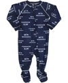 Outerstuff Seattle Seahawks Infant Piped Raglan Full Zip Coverall In College Navy