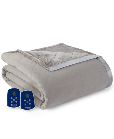 Shavel Micro Flannel To Ultra Velvet Full Electric Comforter/blanket Bedding In Smoke