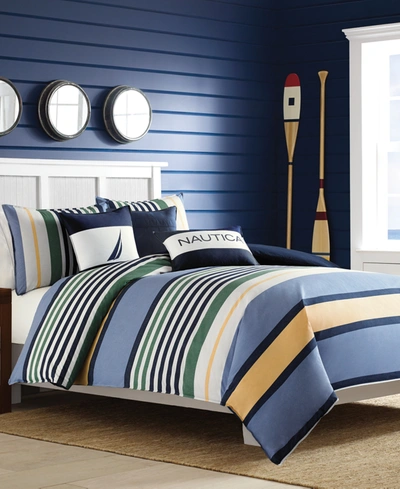 Nautica Dover Reversible 3-piece Comforter Set, King In Multi Blue