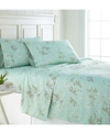 Southshore Fine Linens Forget Me Not 22" Extra Deep, Pocket Cotton Sheet Set, Queen In Green