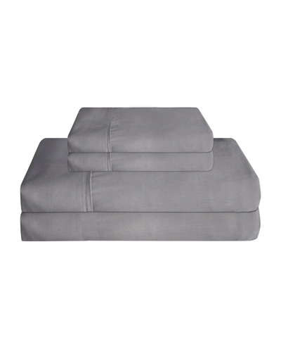 Elite Home 310 Thread Count Organic Cotton Super 4 Piece Sheet Set, Full Bedding In Charcoal