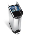 SIMPLEHUMAN BRUSHED STAINLESS STEEL 40 LITER FINGERPRINT PROOF DUAL RECYCLER BUTTERFLY TRASH CAN