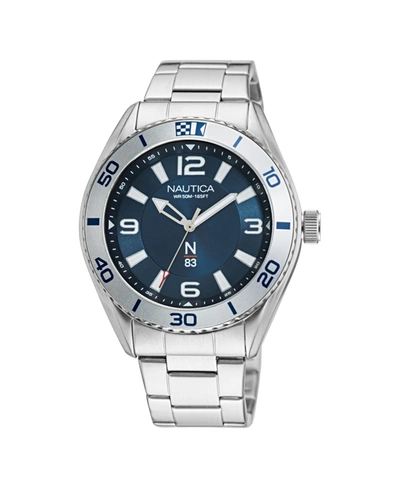 Nautica Men's N83 Silver-tone Stainless Steel Bracelet Watch 44 Mm
