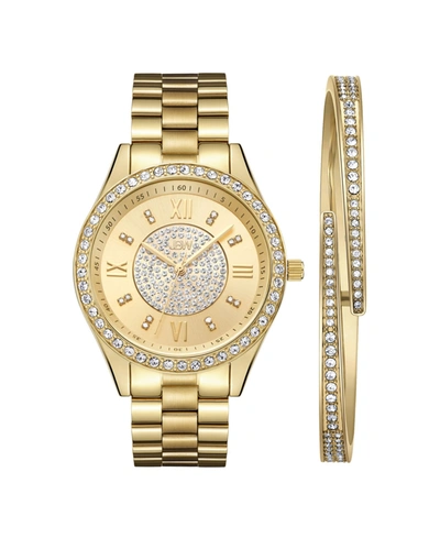 Jbw Women's Mondrian Jewelry Set Diamond (1/6 Ct.t.w.) 18k Gold Plated Stainless Steel Watch