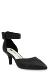 Anne Klein Fararia Pointed Toe Kitten Heel Pump In Black Glamour Lurex