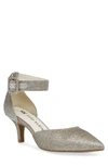 Anne Klein Fararia Pointed Toe Kitten Heel Pump In Platinum Glamour Lurex