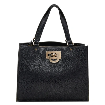 Pre-owned Dkny Black Grain Leather Beekman French Tote