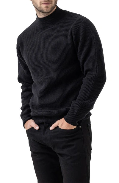 Rodd & Gunn Havelock Rib Mock Neck Wool Sweater In Noir