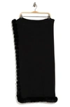 La Fiorentina Faux Fur Trim Wrap Scarf In Black