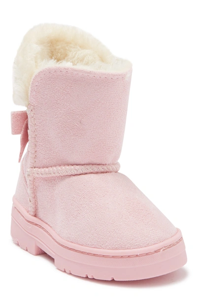 Bebe Kids' Bow Shaft Faux Shearling Lined Cold Weather Boot In Light Pink