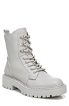 Sam Edelman Lue Lug Sole Combat Boot In Pebble Grey Leather