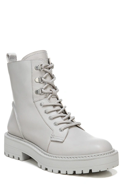 Sam Edelman Lue Lug Sole Combat Boot In Pebble Grey Leather