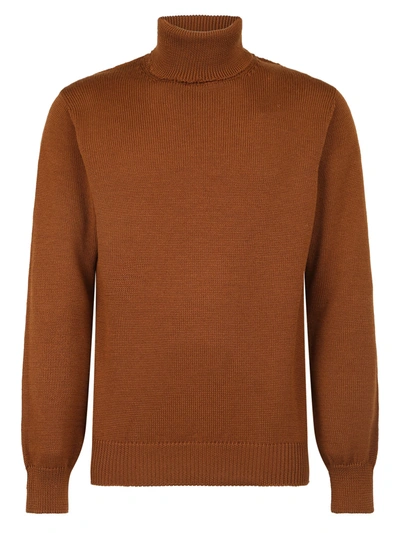 Original Vintage Style High Neck Jumper In Brown