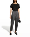 Majestic Lyocell Cotton Semi-relaxed Short-sleeve Crewneck Tee In Noir