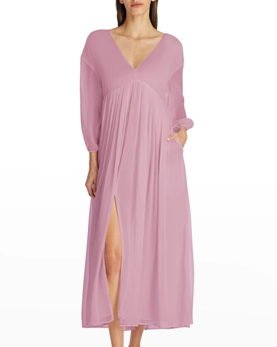 Valimare Emily Crinkle Chiffon Maxi Dress In Pink