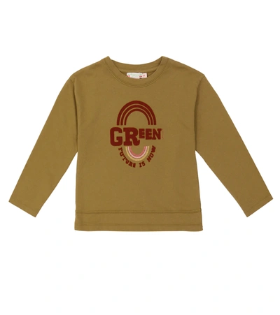 Bonpoint Kids' Cotton Fleece Sweatshirt In Upb Kaki Clair