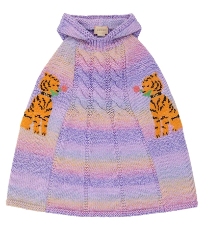 Gucci Baby Striped Wool-blend Poncho In Multicolor/mix