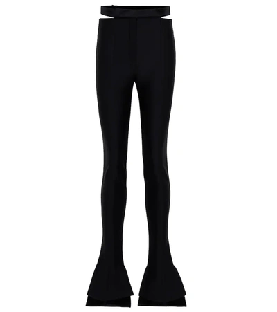 Mugler Cutout Scuba Mid-rise Flared Trousers In Black