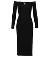 Khaite Valeska Off-the-shoulder Rib Midi Dress In Black