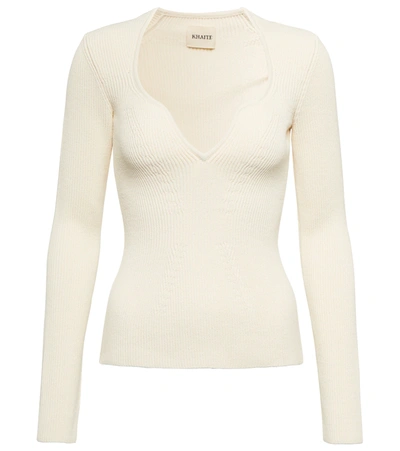 Khaite Maddy Bustier Rib-knit Sweater In Ivory