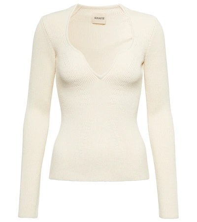 Khaite Maddy Bustier Rib-knit Sweater In Neutrals