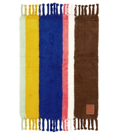 Loewe Striped Mohair-blend Blanket In Multicolor/yellow