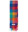 Shop Acne Studios Checked Alpaca Wool-blend Scarf In Fuchsia Pink/yellow/blue