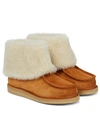 CHLOÉ JESSIE SHEARLING AND SUEDE ANKLE BOOTS,P00639862