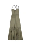 Kellyann  Solid Teardrop Cutout Maxi Dress In Moss