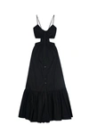 Kennedi Washed Cotton Coverups Ruched Cutout Button Down Maxi Dress Kennedi Coverup Dress In Black