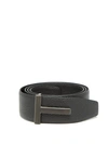 Tom Ford T Logo-buckle Reversible Leather Belt In Nero