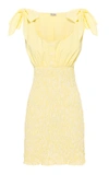 Miu Miu Gingham Tie-shoulder Smocked Mini Dress In Yellow
