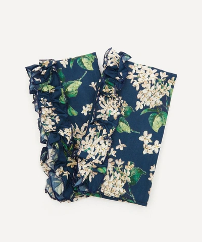 Coco & Wolf X Skye Mcalpine Archive Lilac Ruffle Edge Napkins Set Of Two In Navy