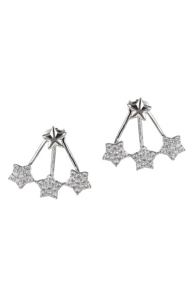 Cz By Kenneth Jay Lane Pave Cz Star Jacket Earrings In Clear/silver