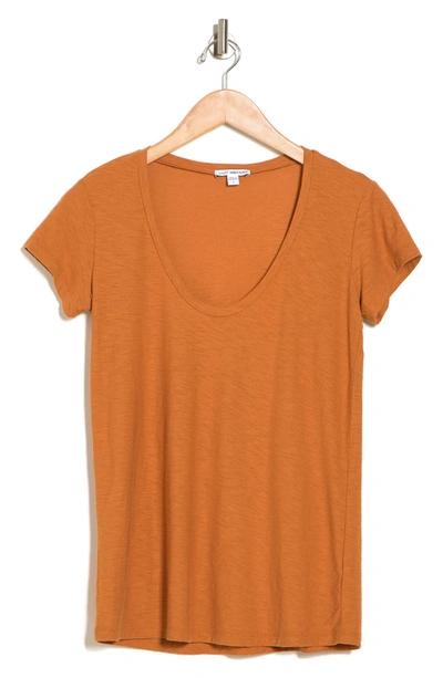 James Perse Deep V-neck T-shirt In Amber