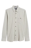 Ted Baker Morty Knit Button-up Shirt In Grey Marl