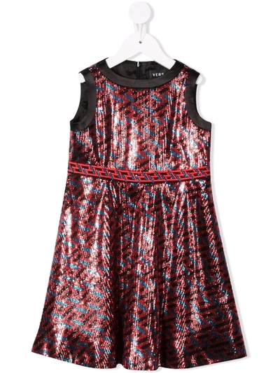 Versace Kids' Sequin-embellished Dress In Red