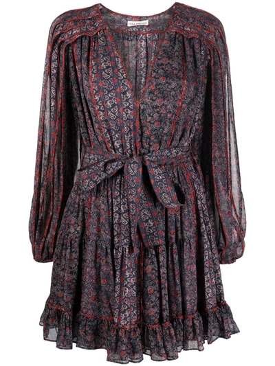 Ulla Johnson Floral-print Mini Dress In Blue