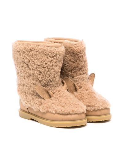 Donsje Kids' Slip-on Faux Fur Boots In Brown