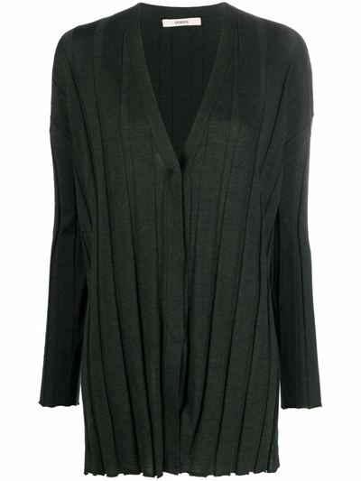 Odeeh Pleated Virgin Wool Cardigan In Green