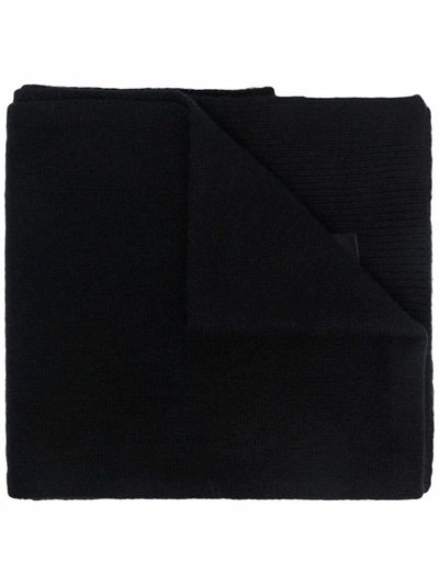 Dondup Black Logo-patch Knitted Scarf