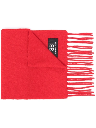 Balenciaga 标贴流苏围巾 In Red