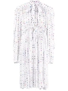 Balenciaga Thumbnail Print Oversize Technical Satin Long Sleeve Midi Dress In White