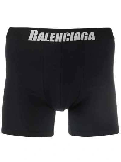 Balenciaga Branded-waistband Stretch-cotton Boxers In Black