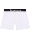 Balenciaga White Boxer Slip With Black Logo Band In White