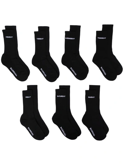 Balenciaga Seven-pack Black Logo Socks