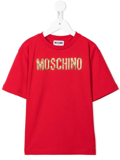 Moschino Kids' Logo-print Crewneck T-shirt In Red
