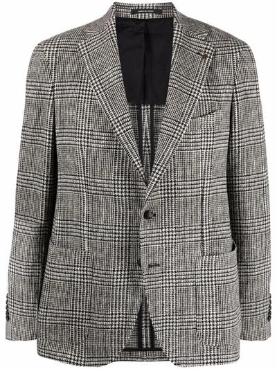 Tagliatore Check-print Single-breasted Blazer In Black